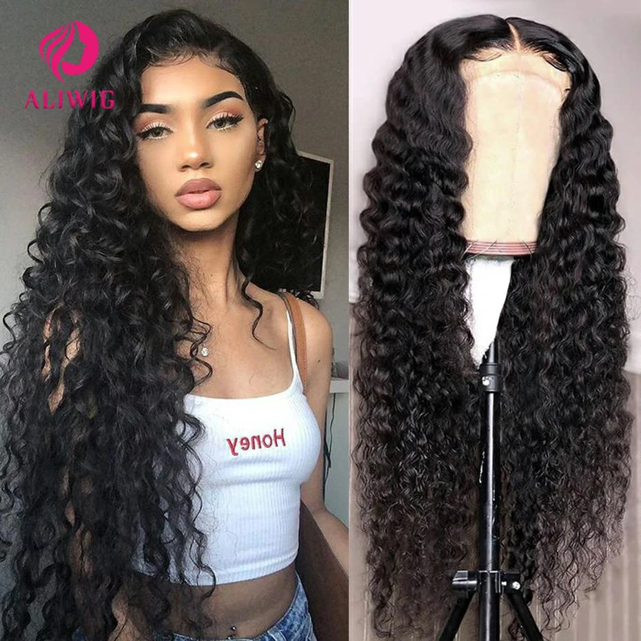 

Aliwig Indian Hair Deep Wave 13x4 100% Remy Human Hair Wig HD Lace Front Wig for Women Wig Pre Plucked With Baby Hair 32 Inch