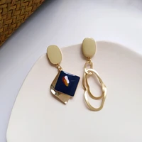 925 silver needle new asymmetrical dangle earrings 2020 new design metallic gold color metal drop earrings for women jewelry