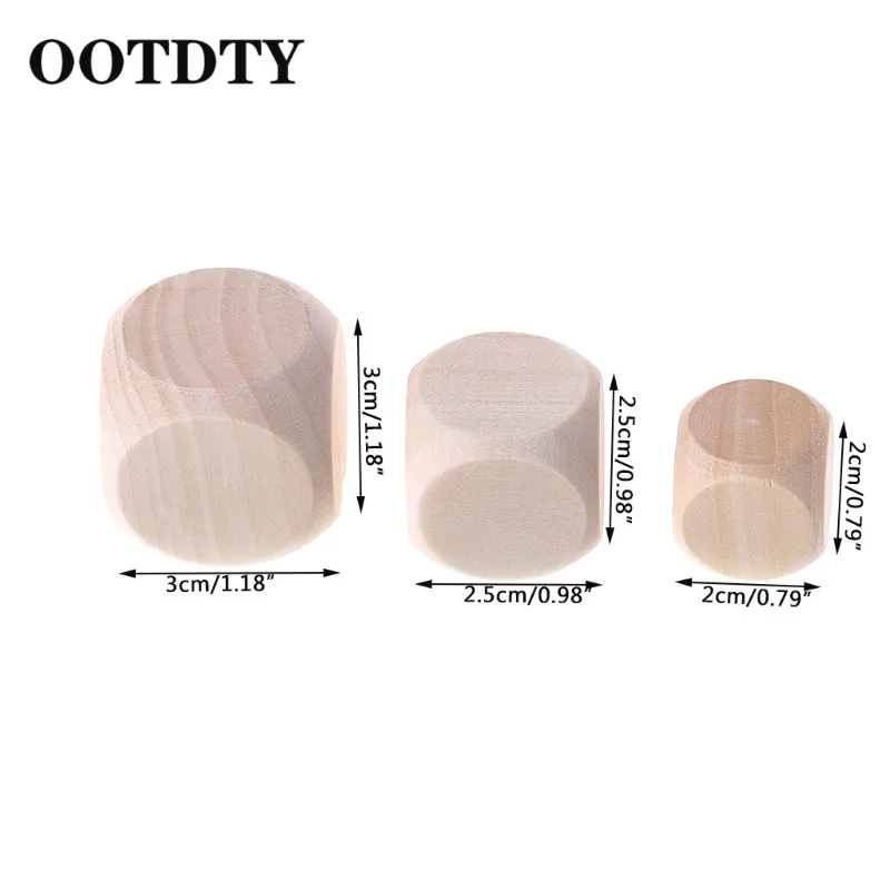

OOTDTY 5pcs Blank Wood Dice Kid Printing Engraving Graffiti DIY Toys Family Party Games Wood Dice