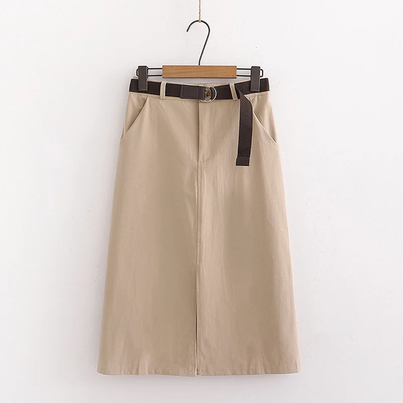 Женская хлопковая юбка миди TIGENA простая повседневная длинная с разрезом и