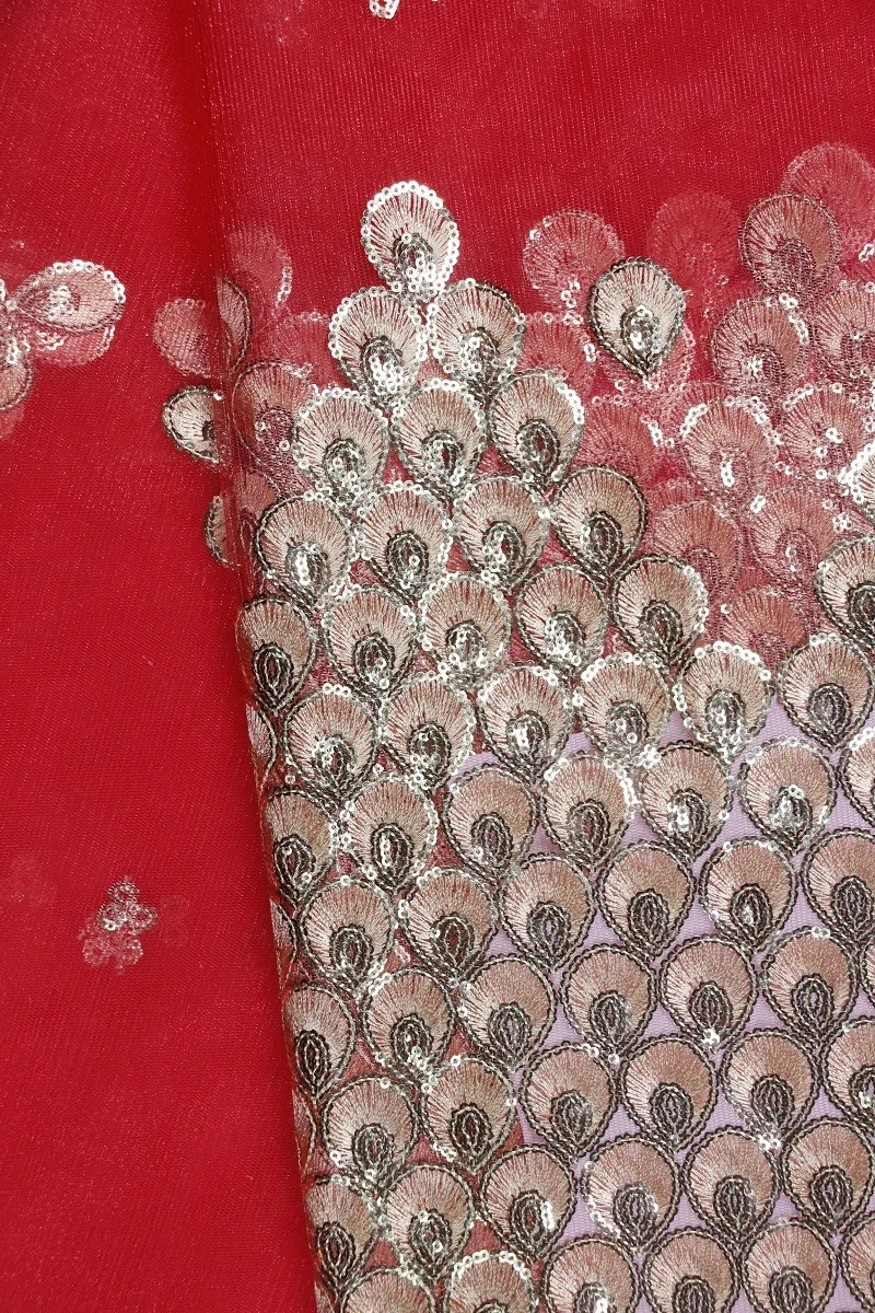 Винная Тюлевая кружевная ткань с блестками отделка африканская французская