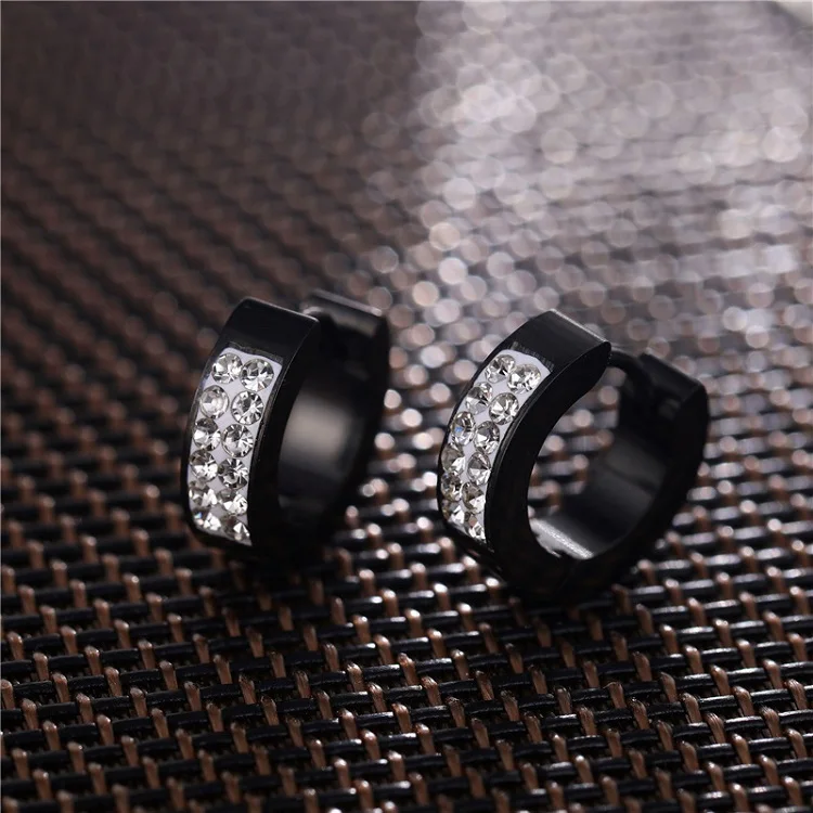 1 Pair Punk Men/Women Small Ear Circle Earrings Stainless Steel Piercing Ear Buckles Heart Round Hoop Earring Gothic Jewelry - Окраска металла: Style 3