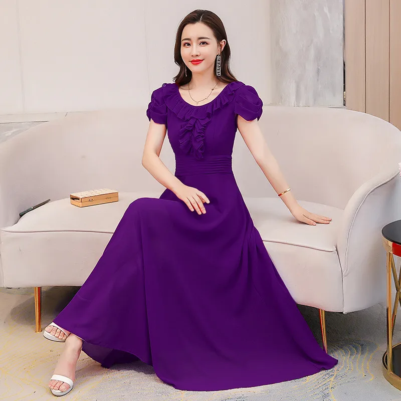 Платье для женщин длинное лето 2020 Новое корейское платье тонкое с коротким