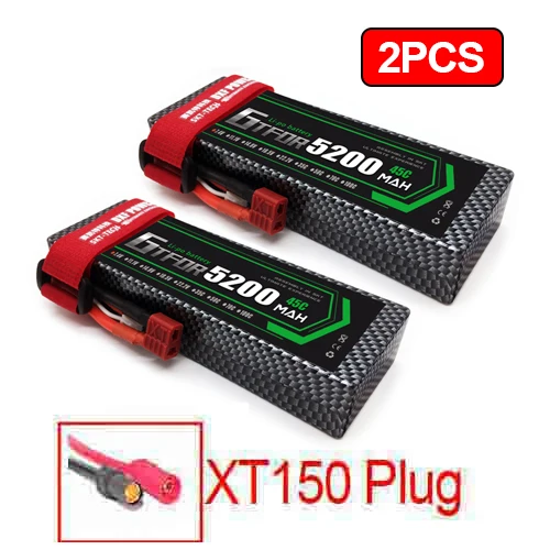 2 шт 7,4 V 5200 45c 7000mAh 60C GTFDR LiPo аккумулятор 2S HardCase для 1/8 1/10 RC модель автомобиля TRX Slash Emaxx - Цвет: 2PCS5200mahXT150