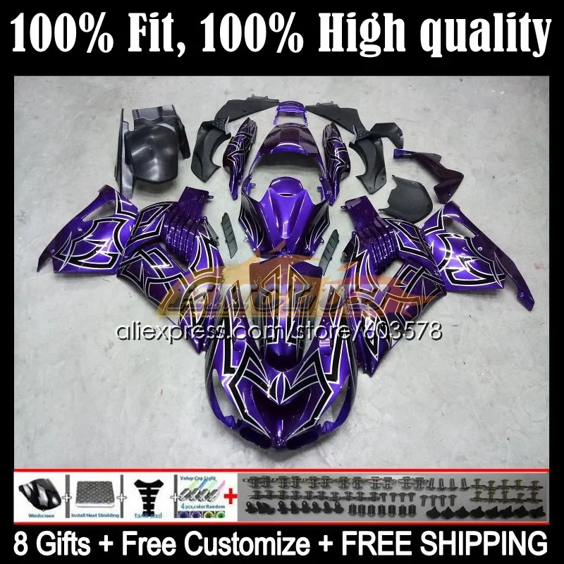 

OEM For KAWASAKI NINJA ZZR1400 ZX14R 06 07 08 09 10 11 79CL.54 ZX 14R ZX-14R 2006 2007 2008 2009 2010 2011 Fairing Purple Black