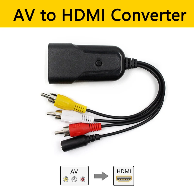 AV 3RCA композитный AV/CVBS к HDMI видео аудио преобразователь адаптер штекер famale
