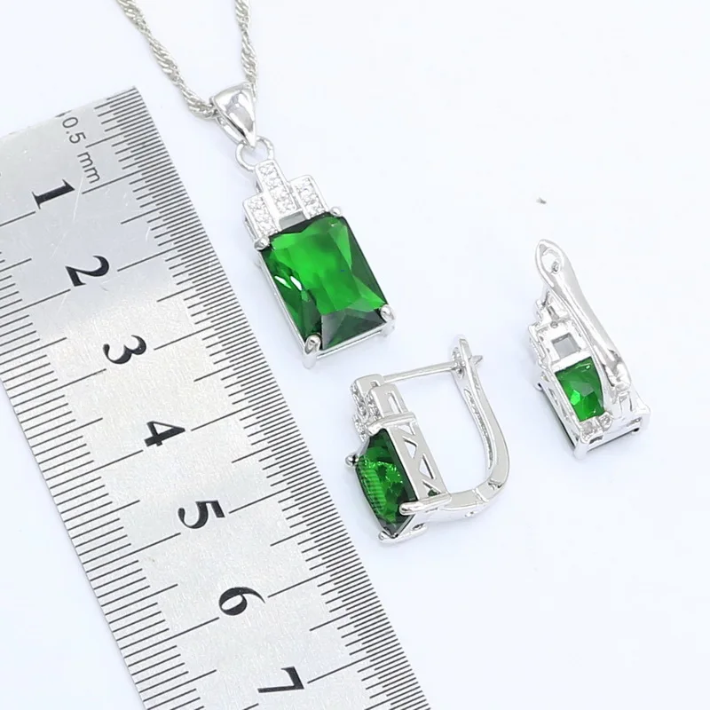 Зеленый полудрагоценный серебряный цвет свадебный набор украшений для женщин