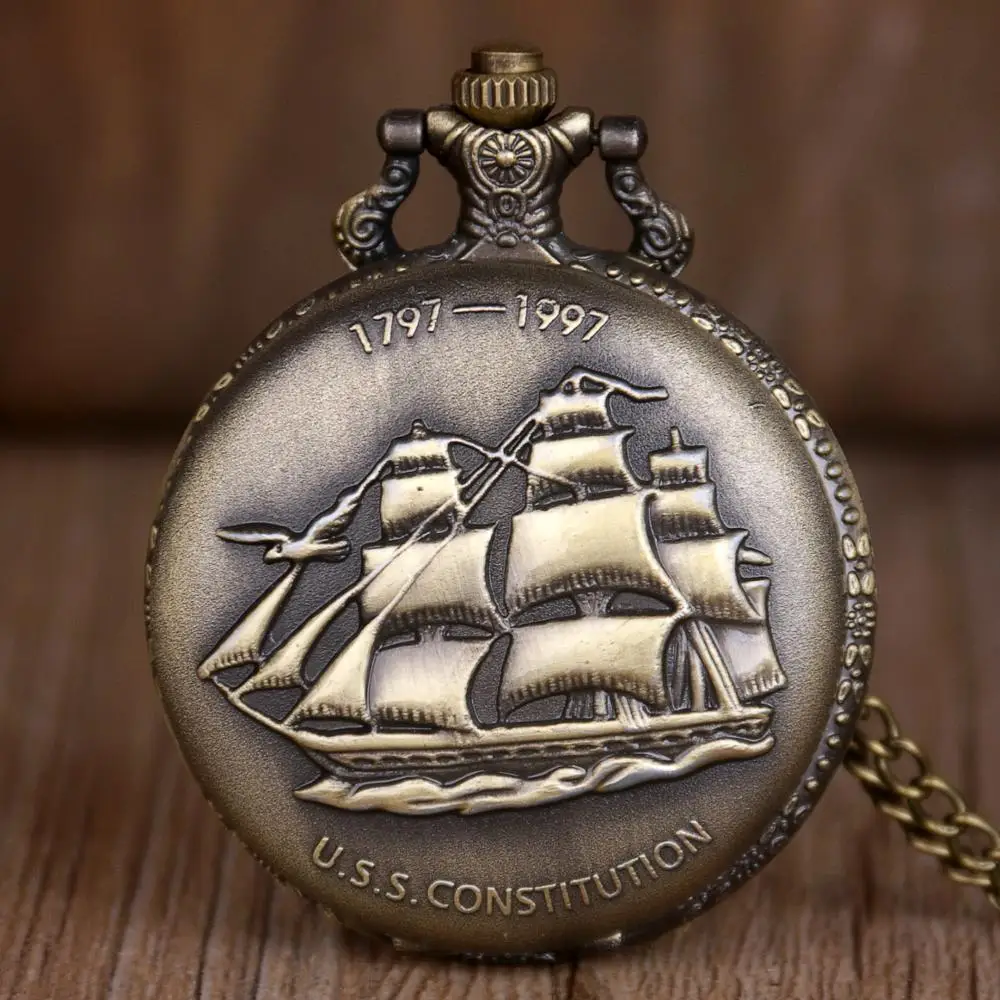 Кварцевые карманные часы USS конструкция Fob лодка кулон мужчины женщины