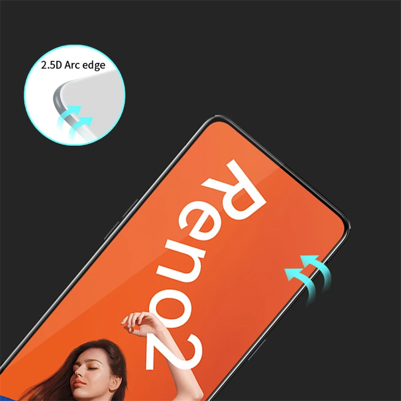 Protector de pantalla de vidrio templado para m&oacute;vil OPPO, pel&iacute;cula protectora de vidrio para tel&eacute;fono OPPO Reno2, 2 uds.-2