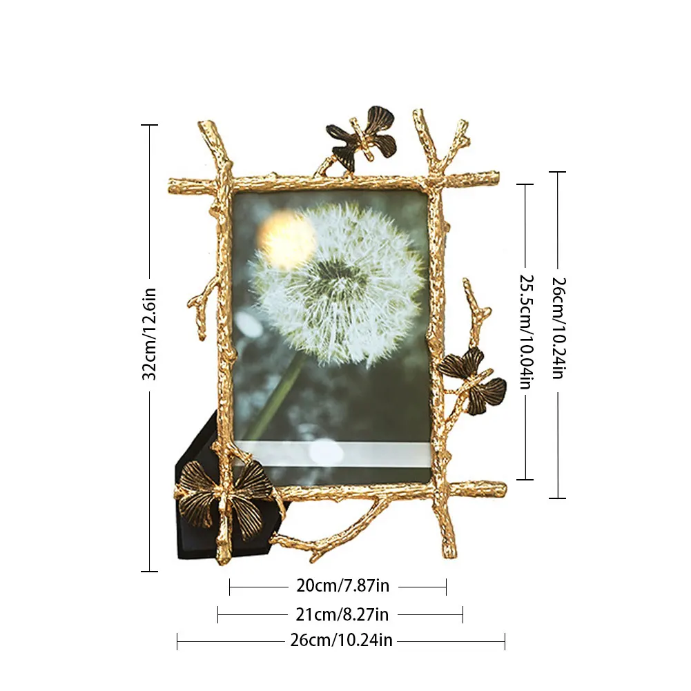 

1PC Photo Frames Picture Frame Metal Retro Wedding Photoframe Swing Desk Pictures Art Crafts Freestanding for Decor 26cmx32cm