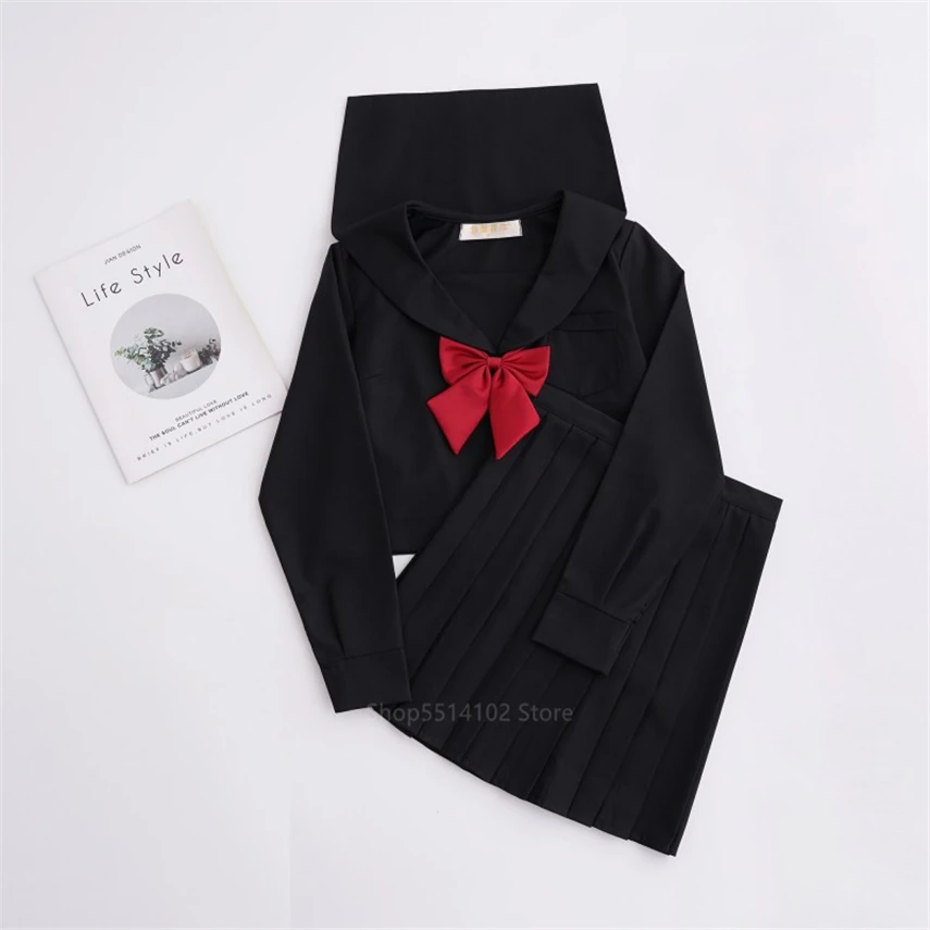 Японская школьная форма Kansai Bad Black костюм для студентов JK Kawaii топ с матросским