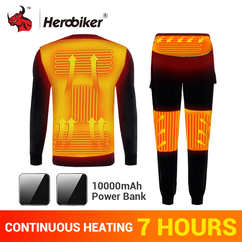 Комплект зимнего теплого нижнего белья HEROBIKER мотоциклетная куртка мотоцикл с USB