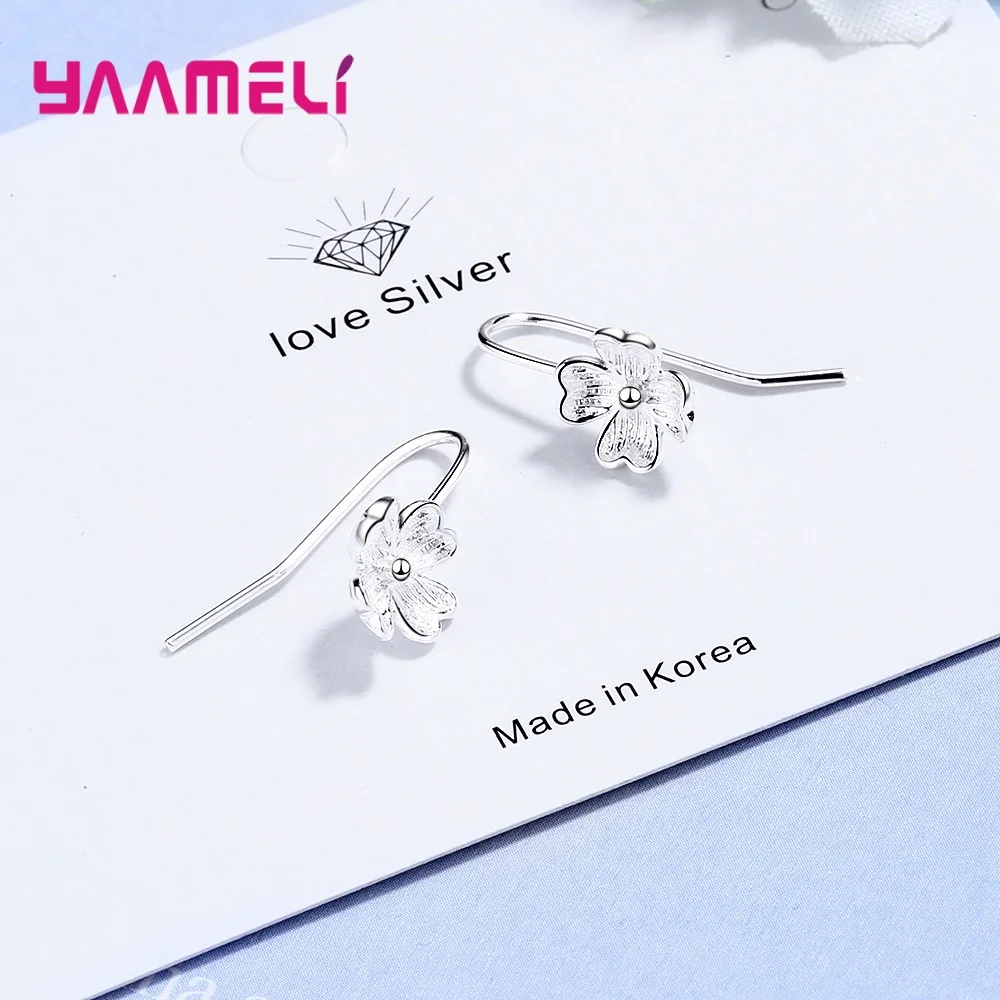 

Hot Sale Real 925 Sterling Silver Elegant Plum Blossom Flower Cute Hook Earrings For Women Girls Student Wedding Jewelry Gift