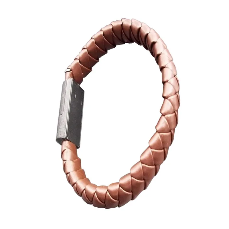 type-c (22cm) brown Открытый Портативный плетеный кабель для передачи данных USB браслет зарядное устройство кабель для зарядки данных для Android type-c ювелирные изделия - Окраска металла: type-c (22cm) brown
