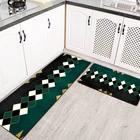 Современные кухонные ковры в скандинавском стиле, роскошные геометрические зеленые напольные дверные коврики для гостиной, Нескользящие Коврики для спальни, прикроватной зоны, одеяло