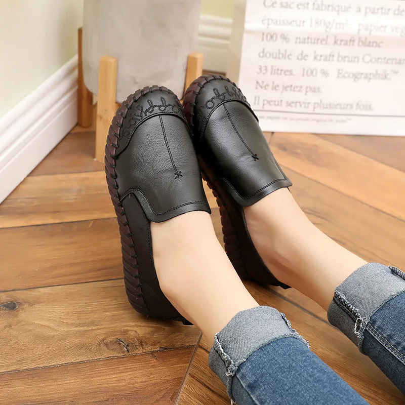 Genuine Cow Leather Spring Shoes For Women Slip-on Designer High Quality Female Casual Loafers Shoe Oxford Flats Women Moccasins
