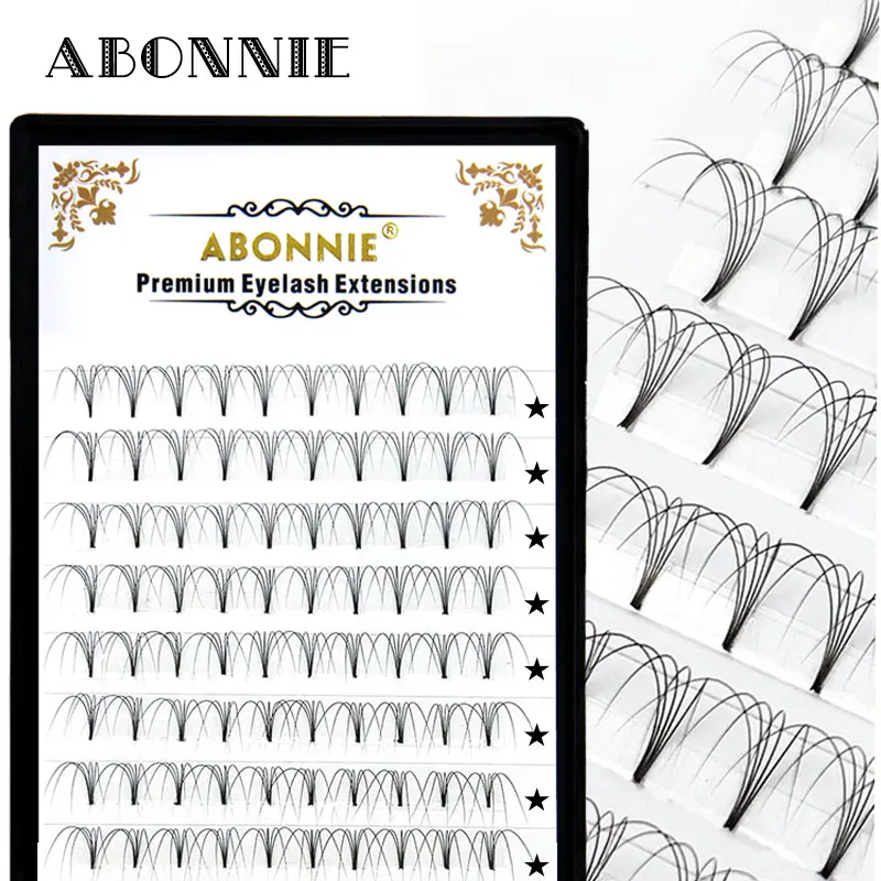 Накладные ресницы Abonnie индивидуальные Короткие стебли готовые для российского