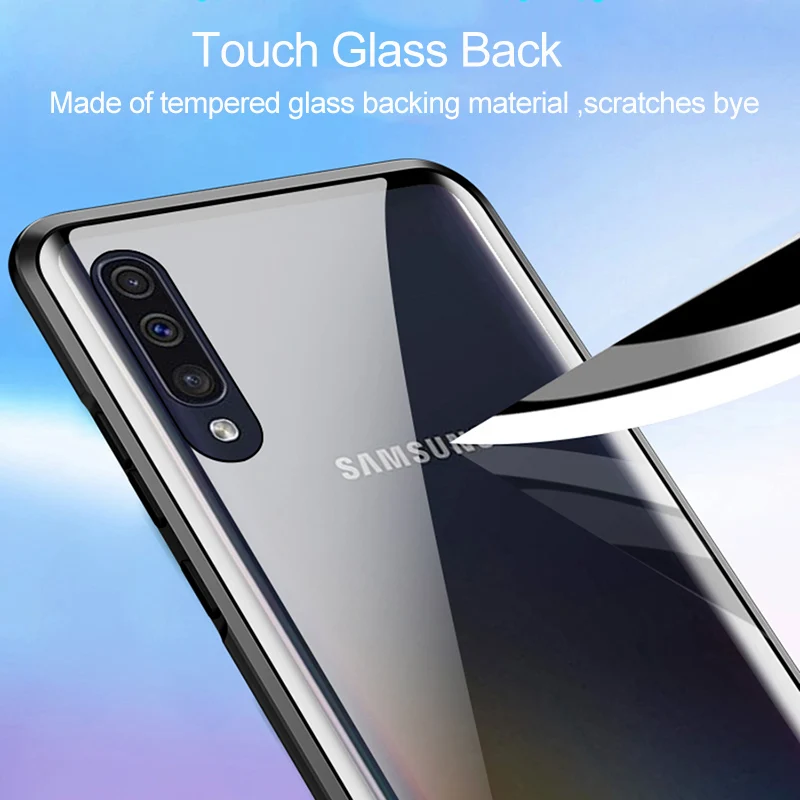 Магнитный чехол для samsung Galaxy A50 A40 A30 A20 A10 A60 A70 M30 M20 M10 A7 металлический корпус закаленное Стекло задняя крышка