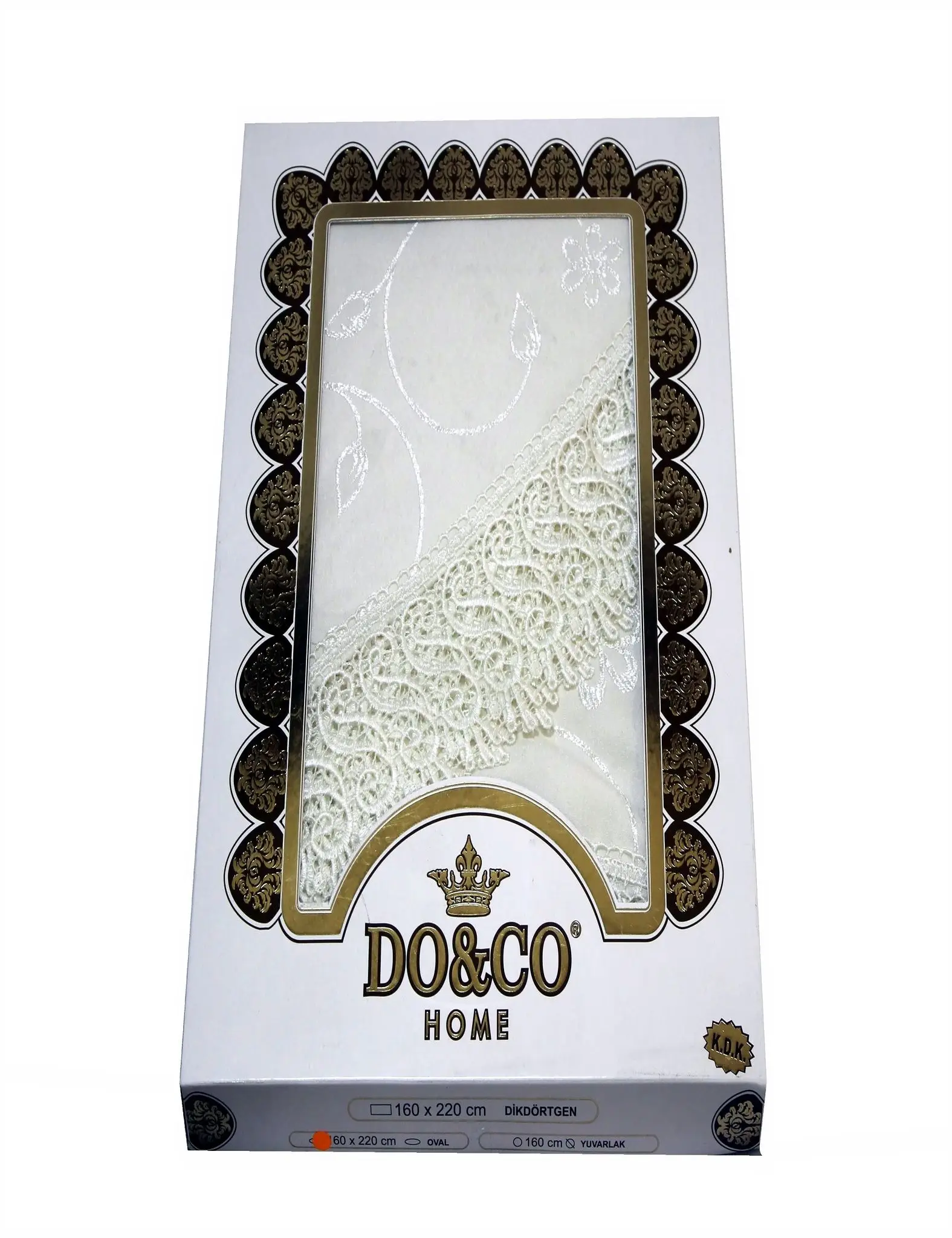 Скатерть DO&ampCO c гипюром 160х220 КДК ОВАЛЬНАЯ цвет кремовый |