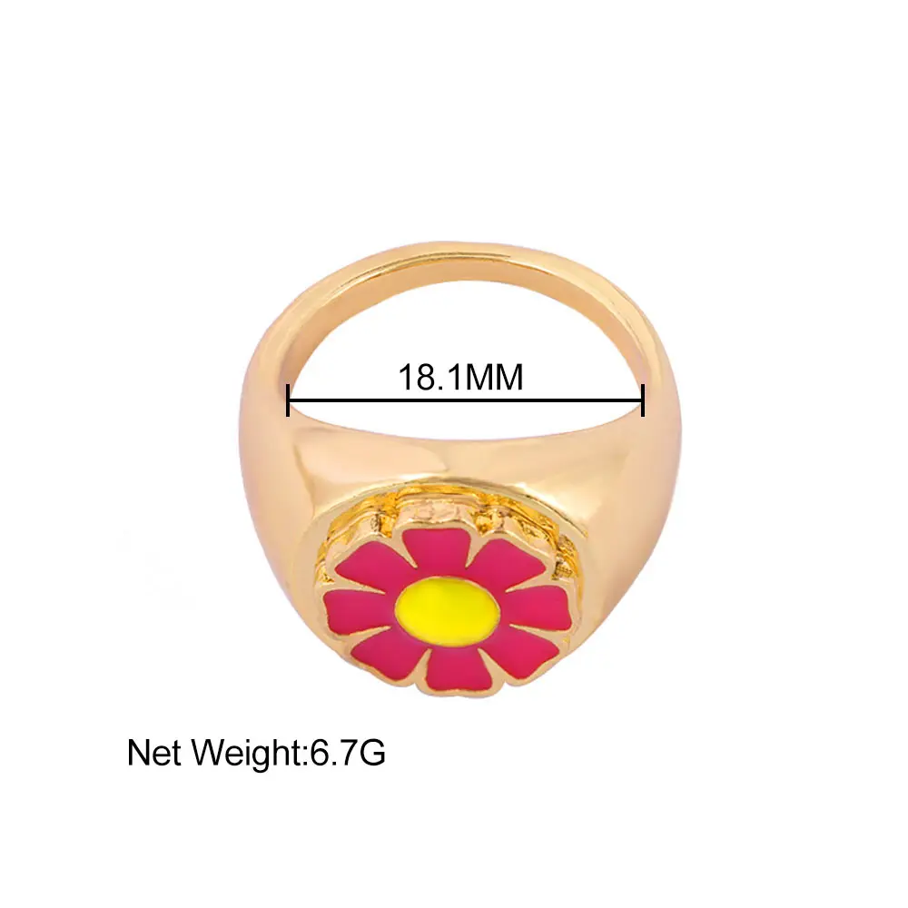

JUST FEEL 2021 New Enamel Small Daisy Flowers Rings For Women Gold Cute Butterfly Tortoise Animal Rings Fashion Jewelry Gift