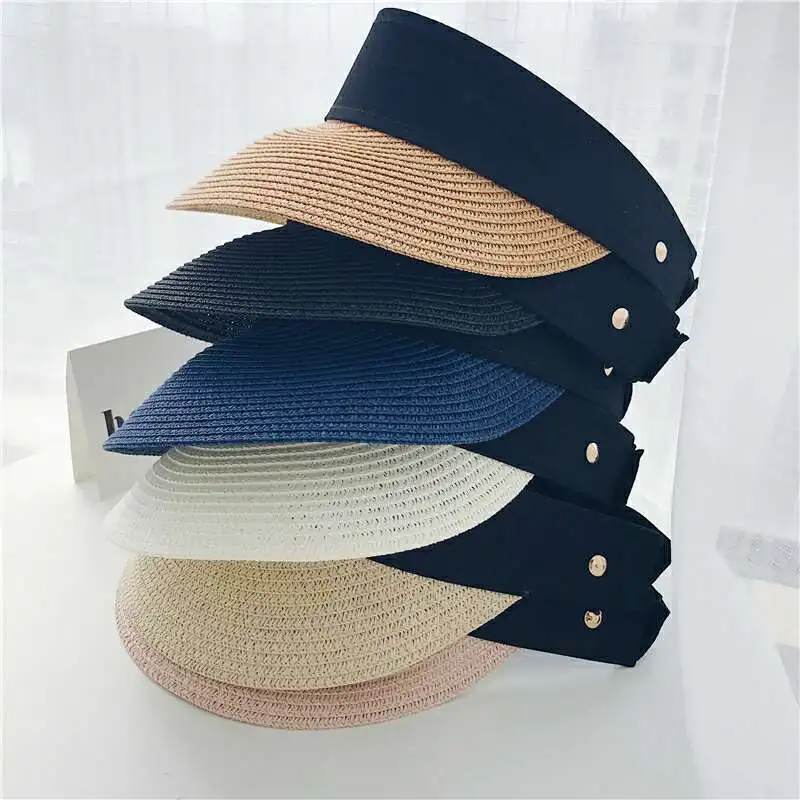 

Sun Hats Women Wide Large Brim Floppy Summer Beach Sun Hat Straw Hat Button Cap Summer Truck For Women Anti-uv Visor Cap Female