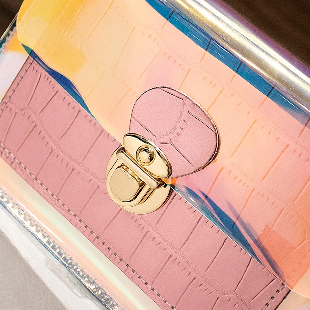 2020 модная женская прозрачная сумка через плечо с лазерным рисунком