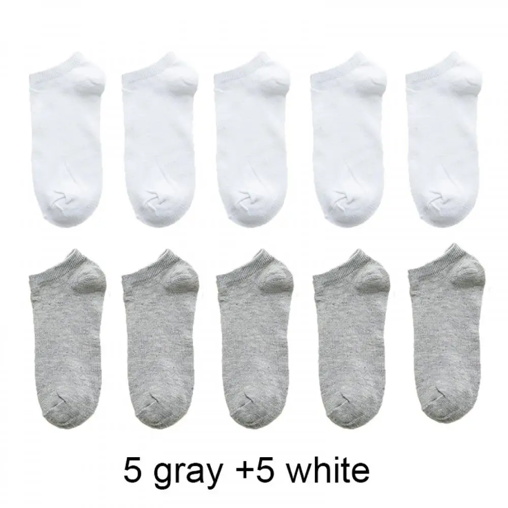 

10 Pairs Women Socks Breathable Sports socks Solid Color Boat socks Comfortable Cotton Ankle Socks White Black ~ socks