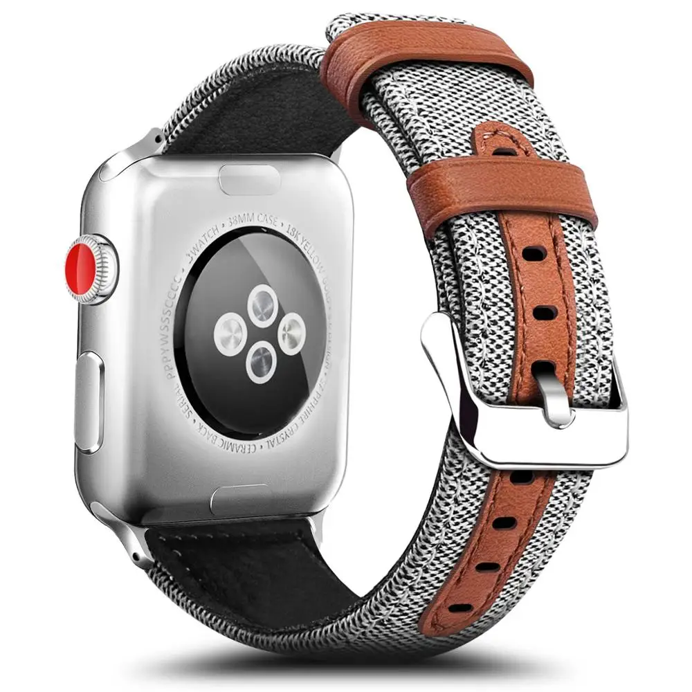 

Fabric+Leather Band for Apple Watch 5 4 44mm 40mm iwatch series 3 42mm 38mm Bracelet wristband for Apple watch strap Accessorie