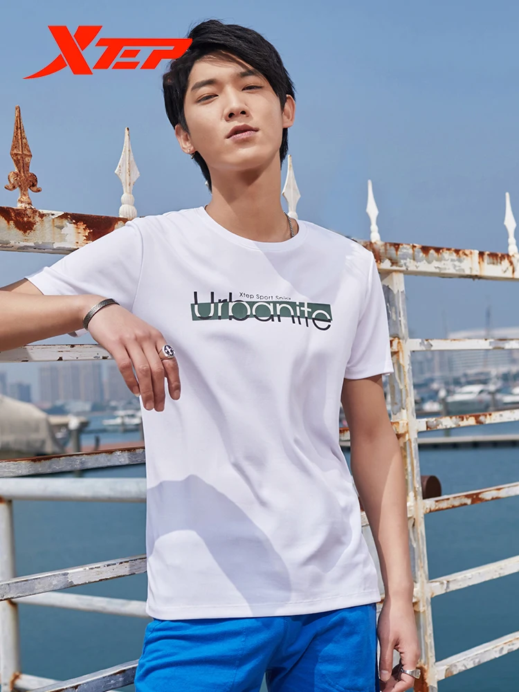 Xtep Мужская Спортивная Футболка мужская новая свободная дышащая футболка с