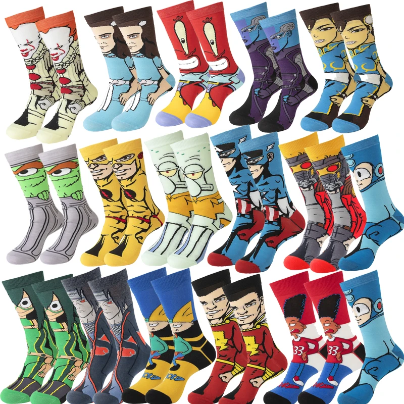 

Man Knitting Anime Cotton Socks Women's Cartoon Funny Hip Hop Skateboard Socks Casual Street Stance Harajuku Creative Fashion