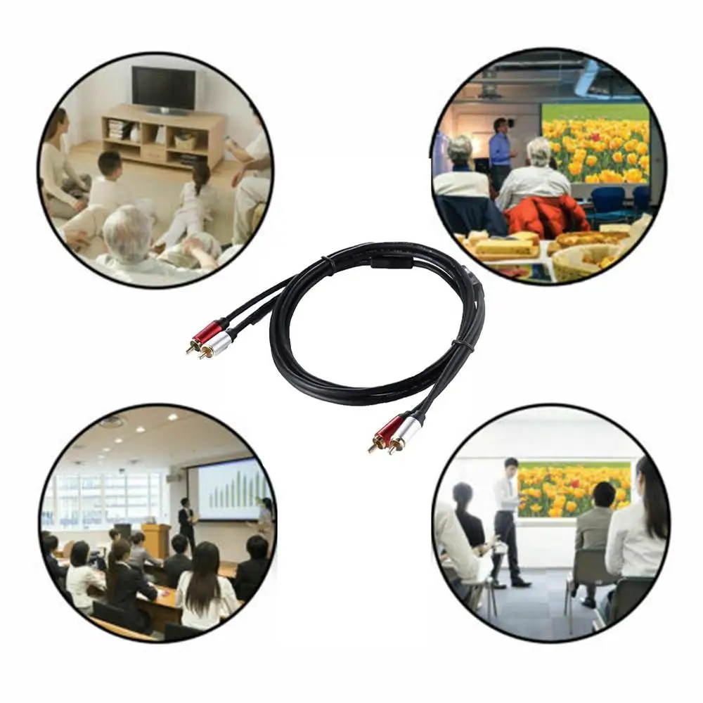 

1.8m 2 RCA To 2 RCA Practical Male To Male Audio Cable Exquisite Gold-plated Cable Cord Length 1.8 Meters