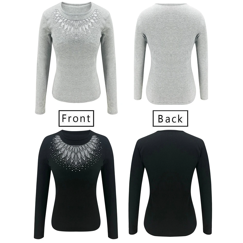 Модная сексуальная Женская Осенняя однотонная облегающая блузка с длинным