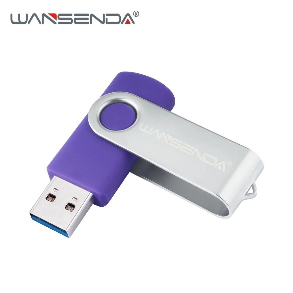 Фиолетовый WANSENDA USB флеш-накопитель, Вращающаяся ручка, 32 ГБ, 64 ГБ, Usb флешка 3,0, 16 ГБ, 128 ГБ, 256 ГБ, флешка, флеш-карта памяти для планшетных ПК - Цвет: Фиолетовый