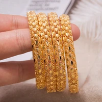 4pcs dubai bangles jphoenix flower bracelet copper gold color bride wedding bracelets bangles for men women jewelry