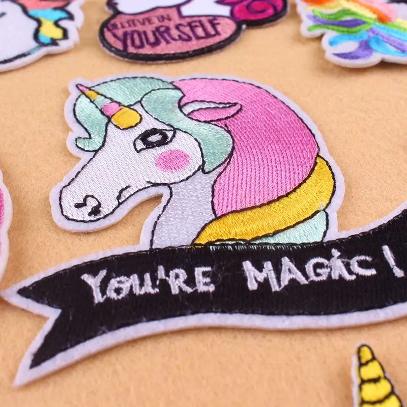 Нашивки в форме единорога для милых животных нашивки одежды с вышивкой детской