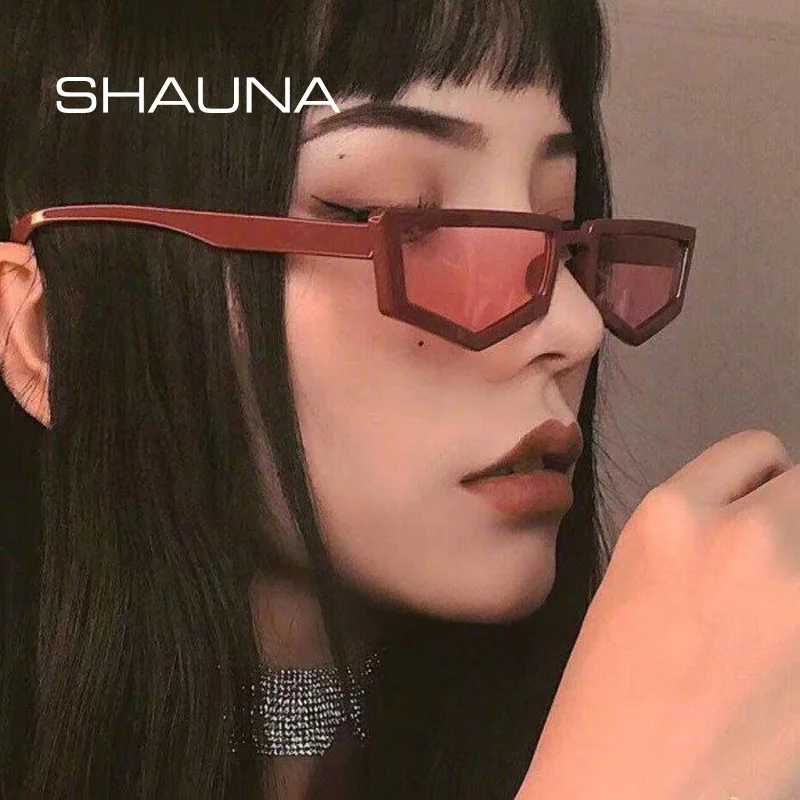 SHAUNA модные маленькие женские солнцезащитные очки кошачий глаз