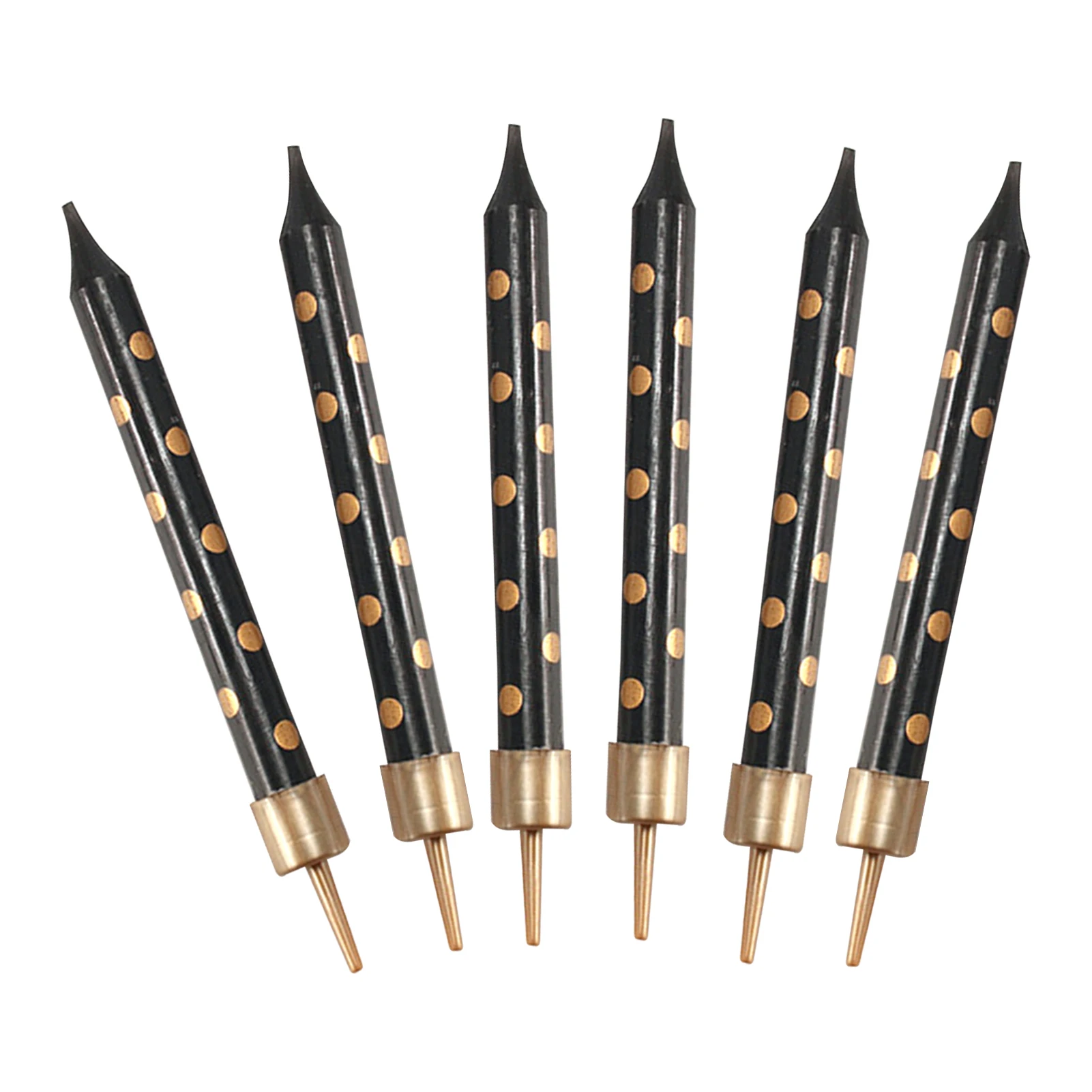 

6pcs Black and gold striped wave point star baking cake candles for birthday party wedding decorations floating candles