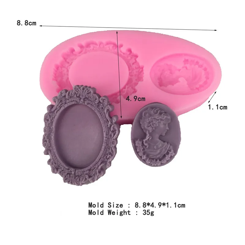 

1PC Mirror Frame Lady Silicone Cake Baking Molds DIY Chocolate Candy Mold Wedding Cake Decorating Mould Clay Crafts