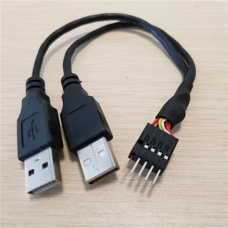 Двойной USB 2 0 A штекер к корпусу ПК Внутренний 9 контактный разъем dupont кабель