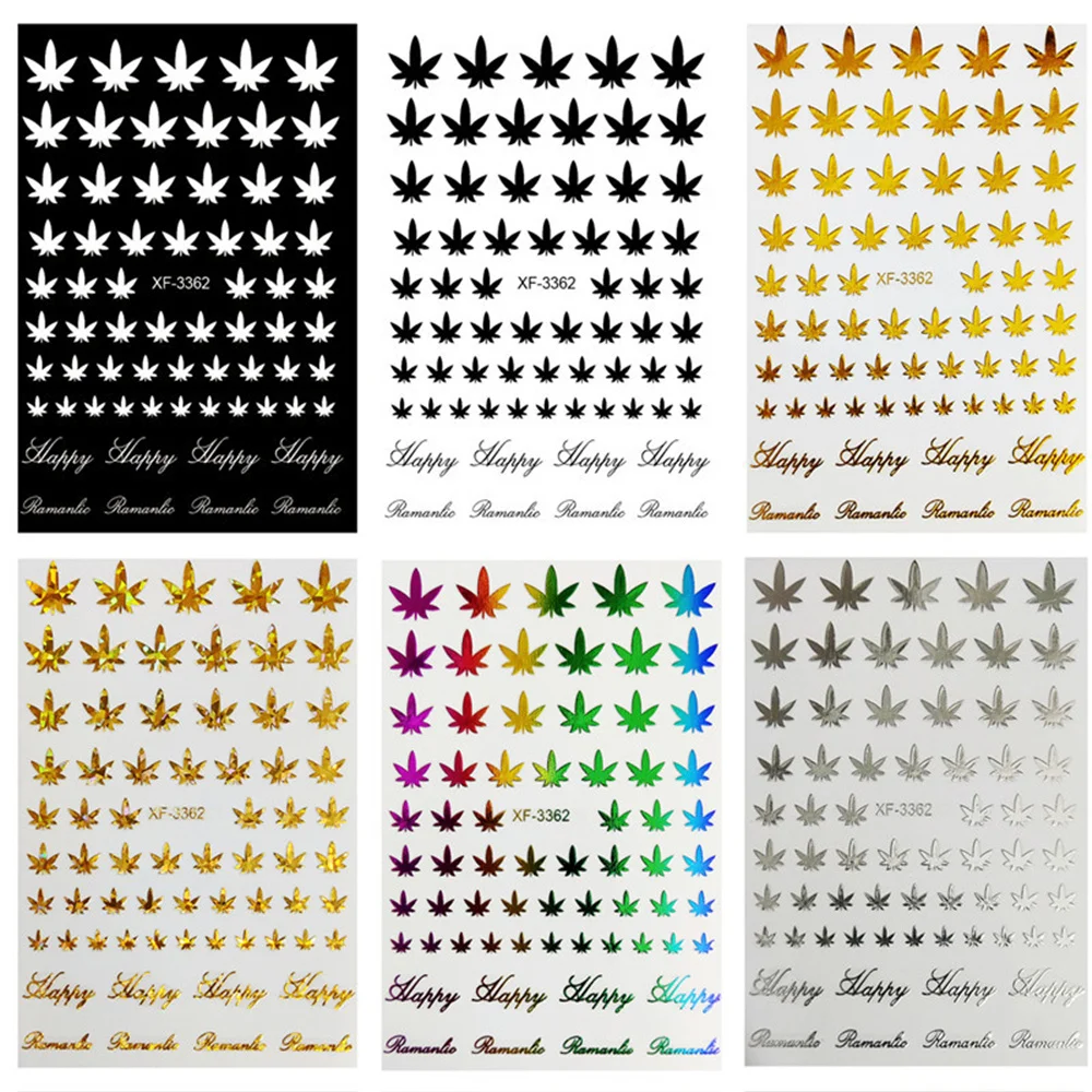 

3d 12pcs/set Decal Leaf Stickers Weed Sticker Art Nail Decor Beautifulgirl Nail Stickers Like