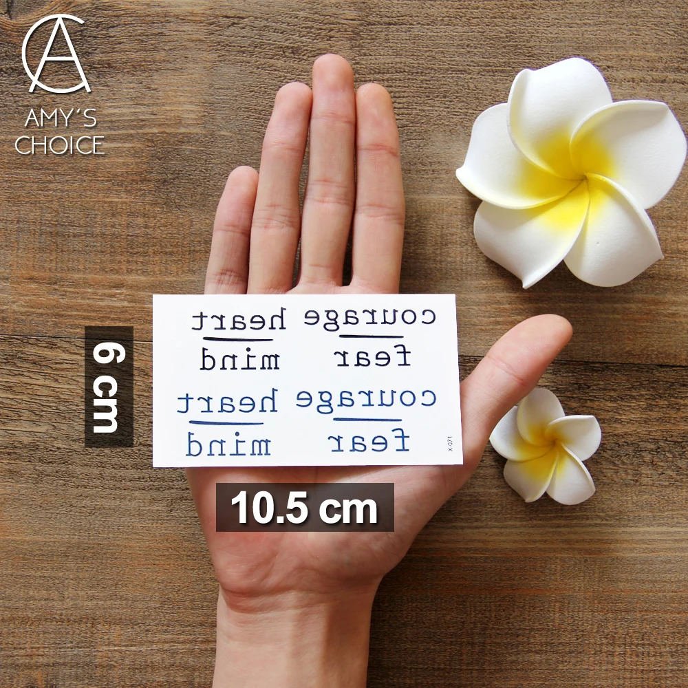 Водостойкие временные тату наклейки смелость сердце ум буквы дизайн переводная