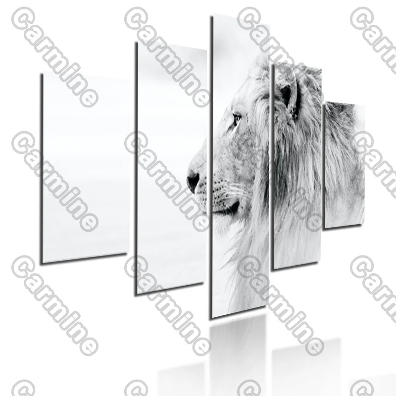 

Poster Lion Grey White Animal Canvas Painting 5Pcs Posters Painting Wall Art Decoration for Living Room and Bedroom Frameless