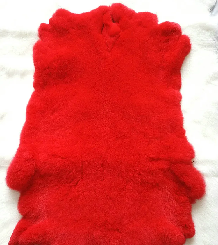 Red Цветная коробка из кожи кролика Рекс, общий набор, сделай сам, Мобильная Сумка из меха кролика Рекс, воротник из натурального меха, одежда из кожи, мех кролика, шерсть 45*28 см - Цвет: Red