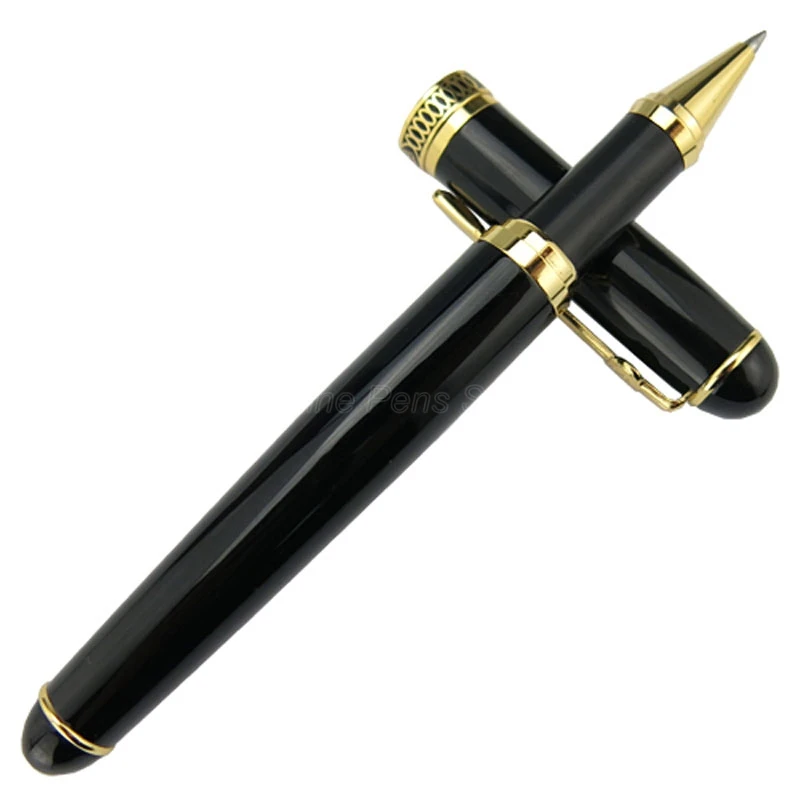 Ручка шариковая Duke D2 с черным корпусом и золотым зажимом усовершенствованная