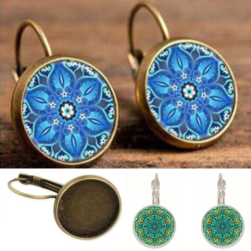 Retro Classic Datura Earrings Time Jewel Ear Hook For Women Ethnic Green Round Pendant Dangle Jewelry | Украшения и аксессуары