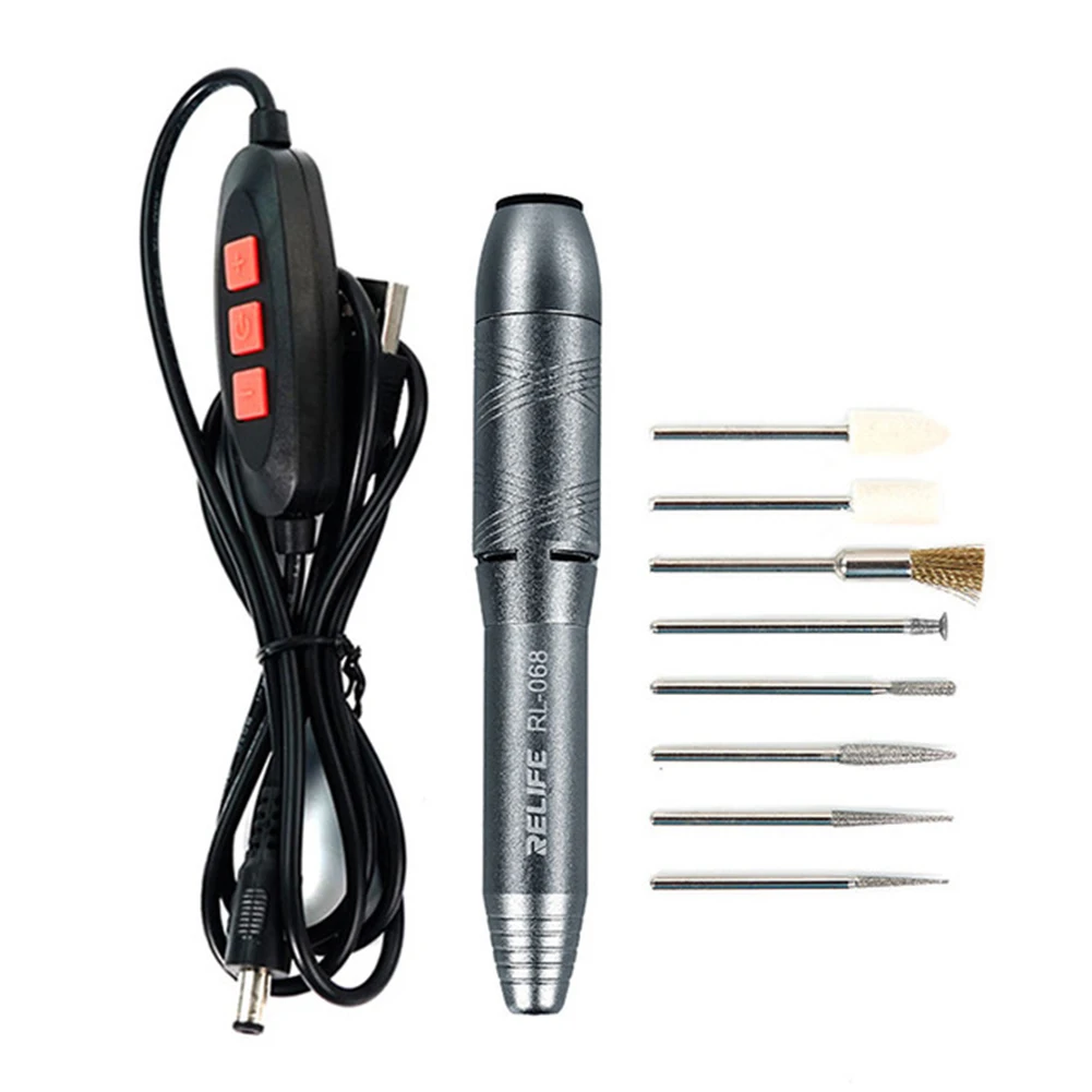 

6-Speed Adjustable Mini Electric Polishing Grinding Pen with Heads Rust Removal Carving Sanding for CPU Motherboard Repair Tools