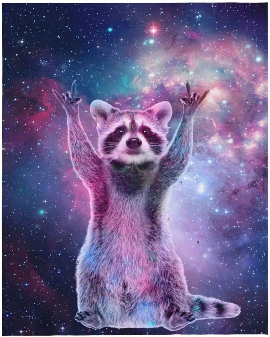 

Raccoon Galaxy Throw Blanket Soft Lightweight Warm Flannel Comfort Gift Throws Bedding Home Bed Sofa Couch Travel