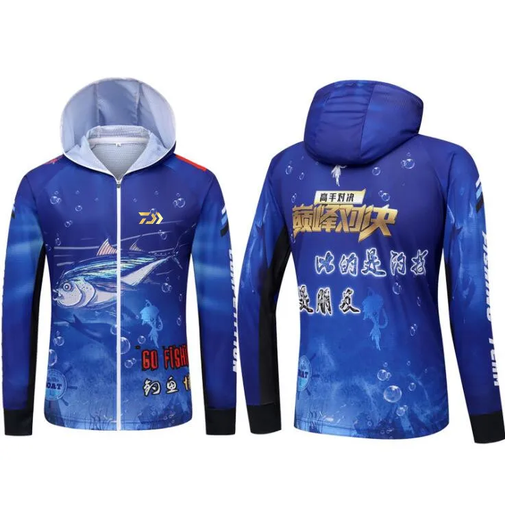 Анти-УФ DAIWA Рыболовная одежда с длинным рукавом Ультра-светильник капюшоном