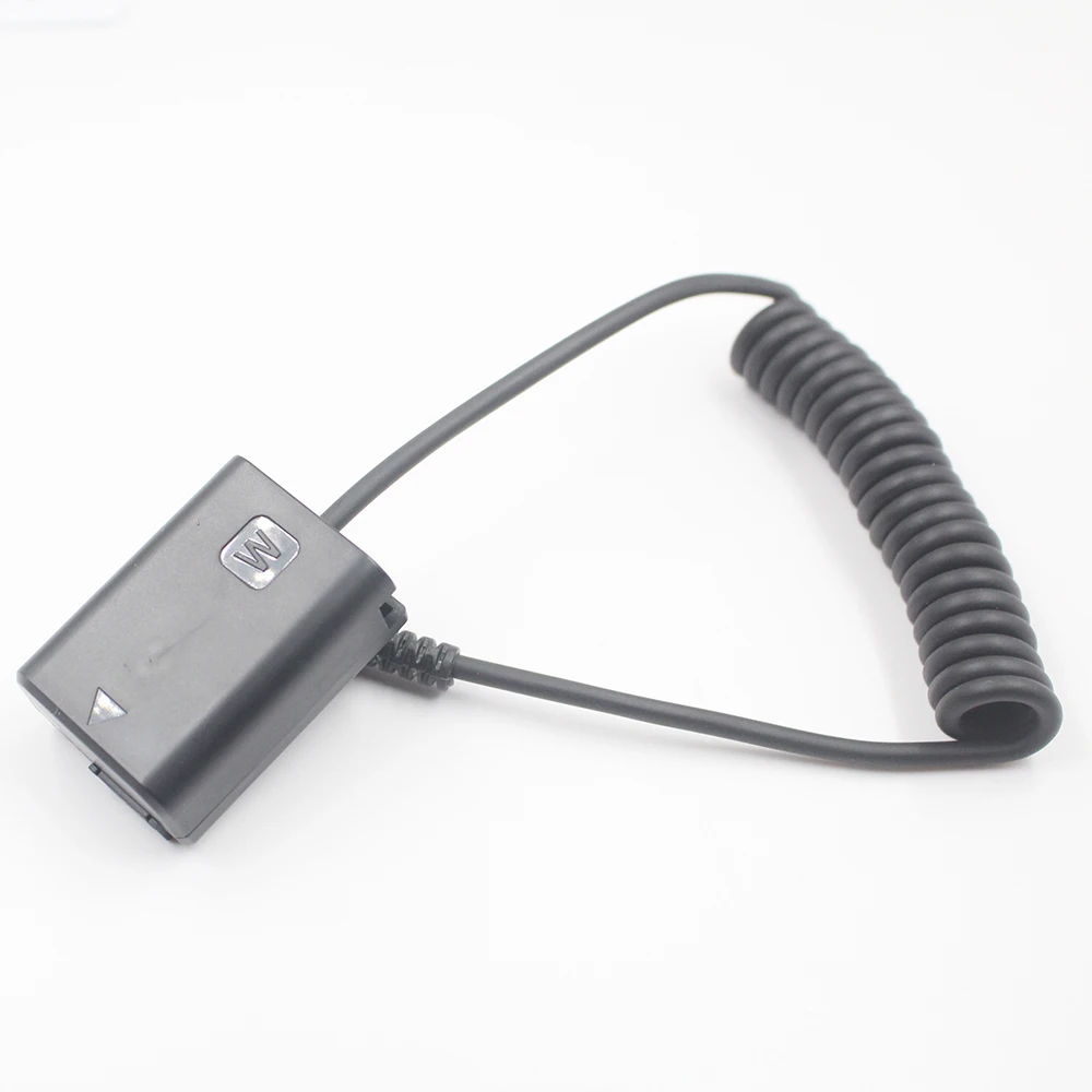 NP FW50 Dummy Battery NP-FW50 Coupler Adapter with Dc Male Connector Power Coiled Cable for Sony A7 A7r A7000 A6500 A6000 A5000 |