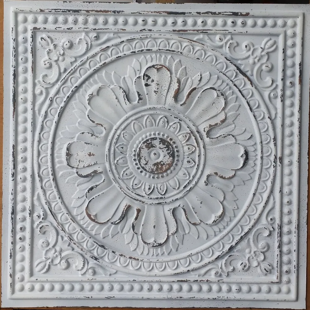 Distress Ceiling tile crack white black cafe restaurant decor wall panels PL17